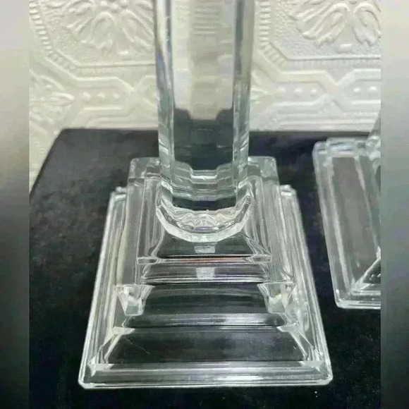 Crystal Candle Sticks Holders Square Base 8" Tall 24% Lead Crystal USA - Picture 4 of 12